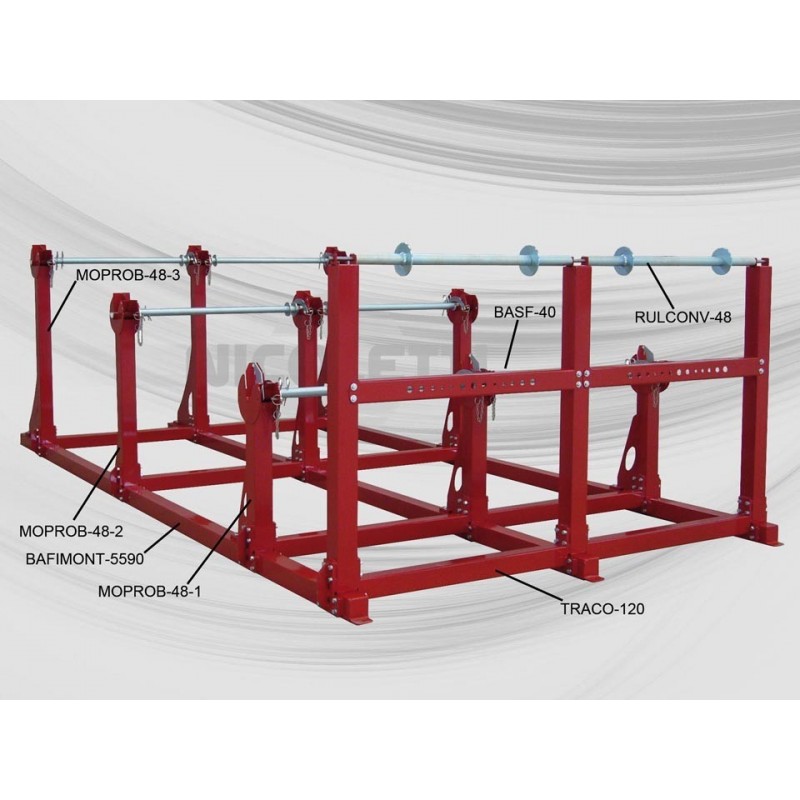 Racks à tourets horizontaux pour déroulement des tourets lourds - Chargement avec pont roulant